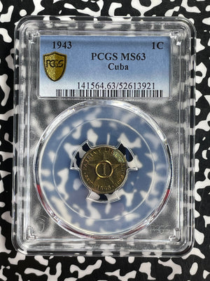 1943 Caribbean 1 Centavo PCGS MS63 Lot#G914 Beautiful Toning!