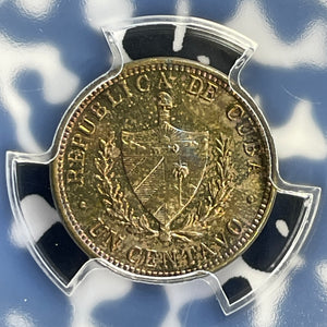 1943 Caribbean 1 Centavo PCGS MS63 Lot#G914 Beautiful Toning!