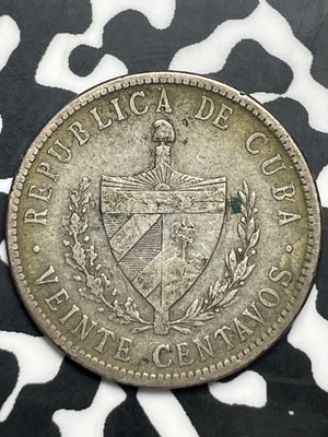1920 Caribbean 20 Centavos Lot#T9899 Silver!