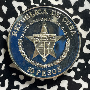 1988 Caribbean Railroad 10 Pesos Lot#JM0002 Silver! Proof! KM#205