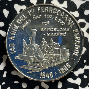 1988 Caribbean Railroad 10 Pesos Lot#JM0003 Silver! Proof! KM#206