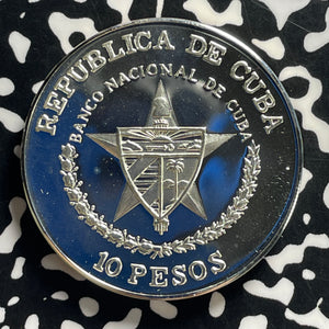 1988 Caribbean Railroad 10 Pesos Lot#JM0004 Silver! Proof! KM#207