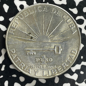 1953 Caribbean Jose Marti 1 Peso Lot#JM0115 Large Silver! High Grade! Beautiful!