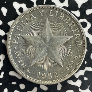 1932 Caribbean 1 Peso Lot#JM0116 Large Silver! Nice Detail, Cleaned