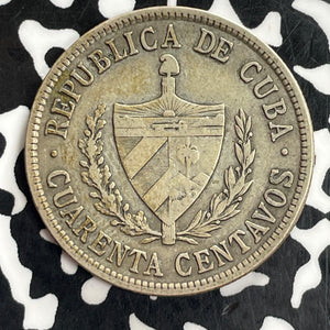 1920 Caribbean 40 Centavos Lot#C1021 Silver!