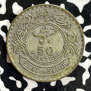 1929 Syria 50 Piastres Lot#C1115 Silver!