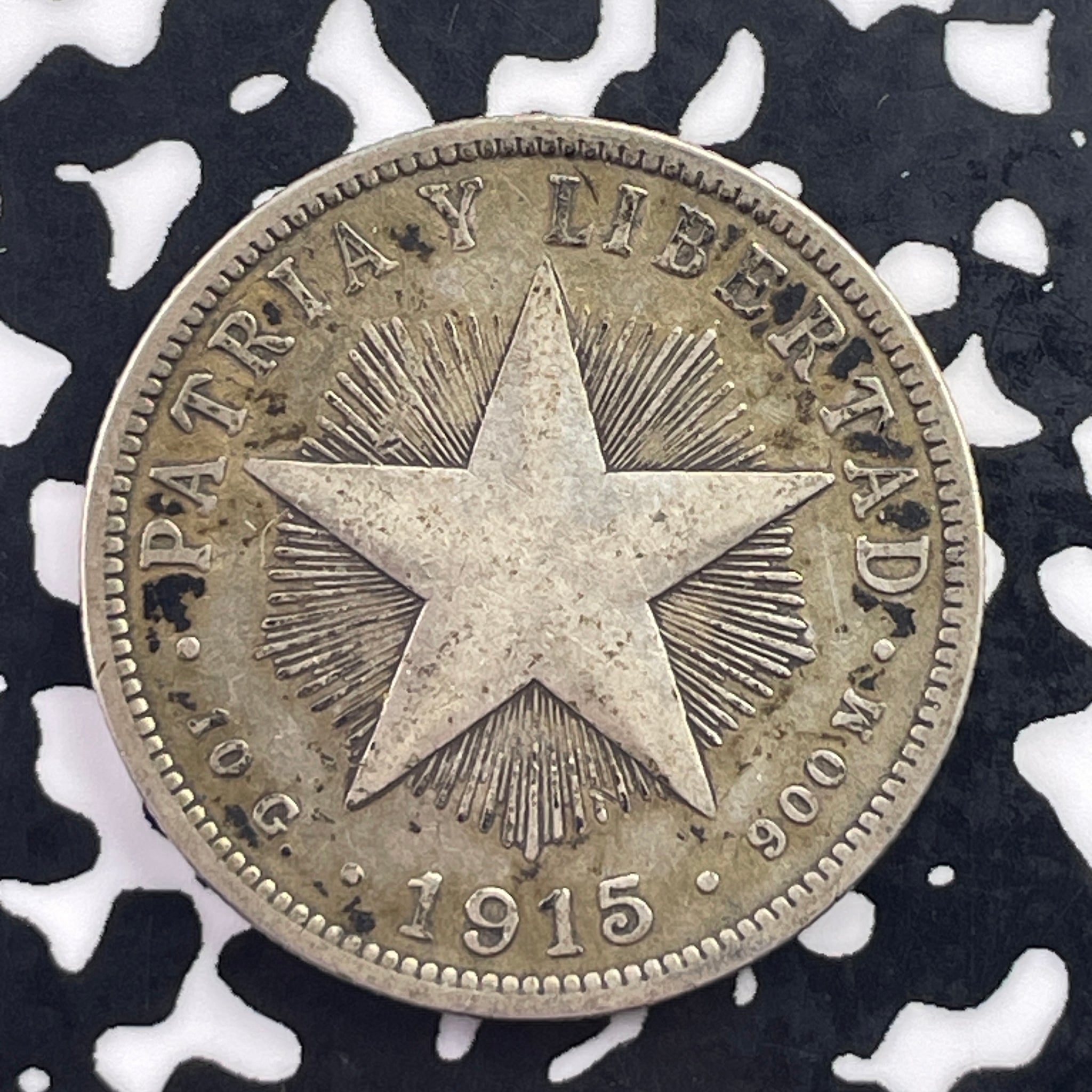 1915 Caribbean 40 Centavos Lot#C6786 Silver!