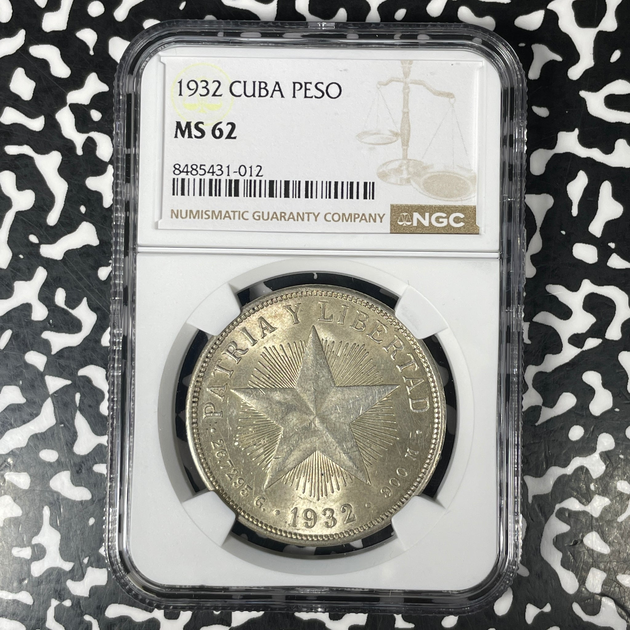 1932 Caribbean 1 Peso NGC MS62 Lot#G1419 Large Silver! Nice UNC!