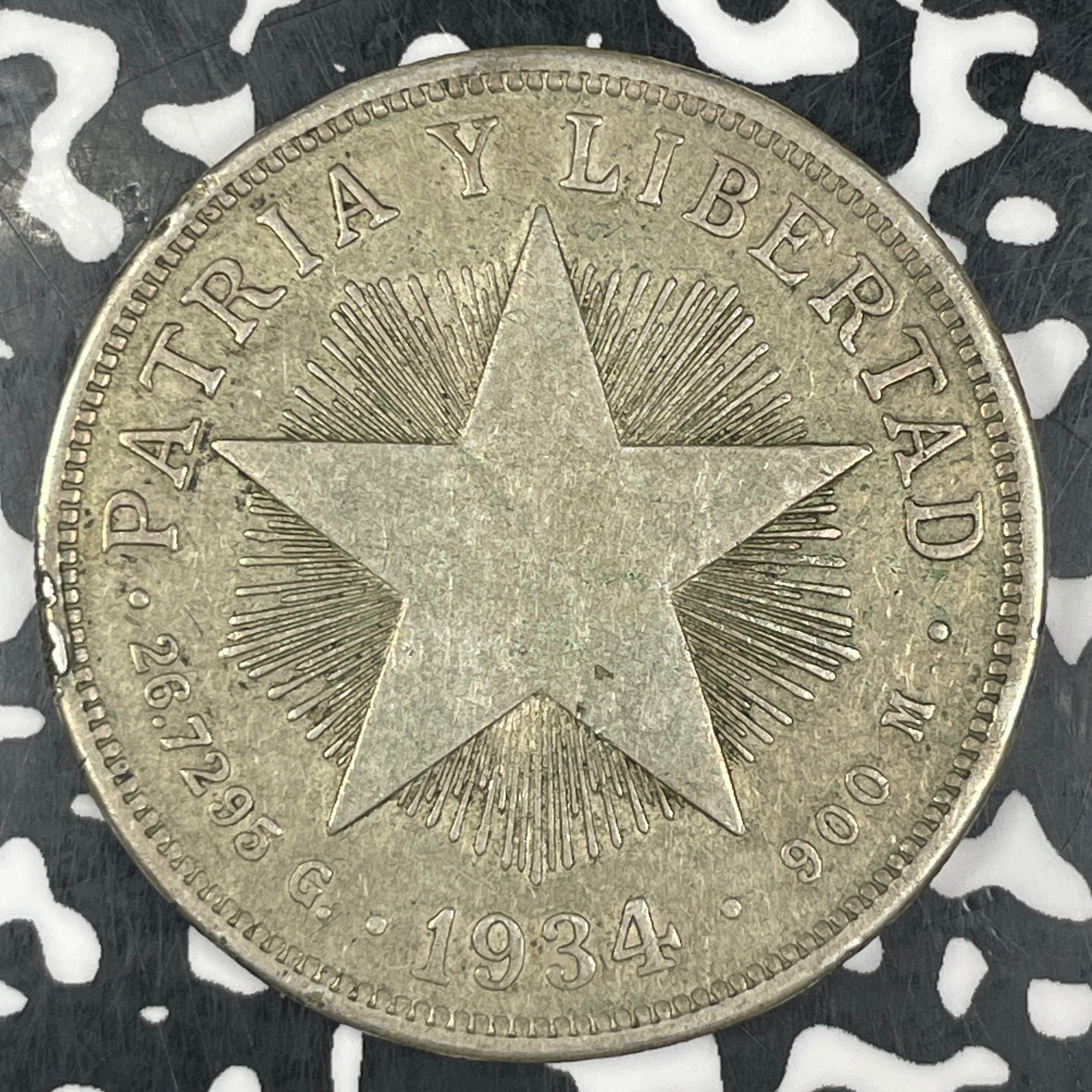 1934 Caribbean 1 Peso Lot#JM0700 Large Silver!