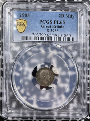 1905 G.B. Maundy 2 Pence Twopence PCGS PL65 Lot#G8005 Silver! Gem BU! S-3988