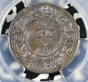 1861 New Brunswick 1 Cent PCGS MS62BN Lot#G049 Nice UNC!