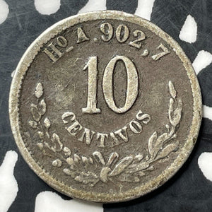 1878-Ho A Mexico 10 Centavos Lot#E7076 Silver! Scarce!