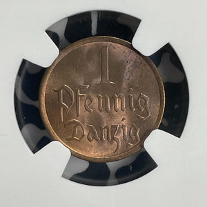 1937 Danzig 1 Pfennig NGC MS64RB Lot#G840 Choice UNC!