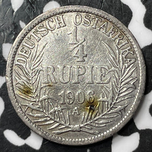 1906-A German East Africa 1/4 Rupie Lot#D7102 Silver!