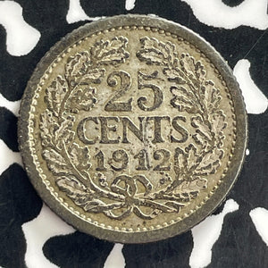 1912 Netherlands 25 Cents Lot#C1262 Silver!