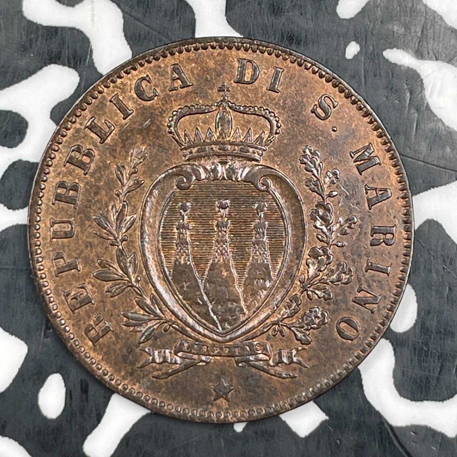 1864-M San Marino 5 Centesimi Lot#JM2064 High Grade! Beautiful!