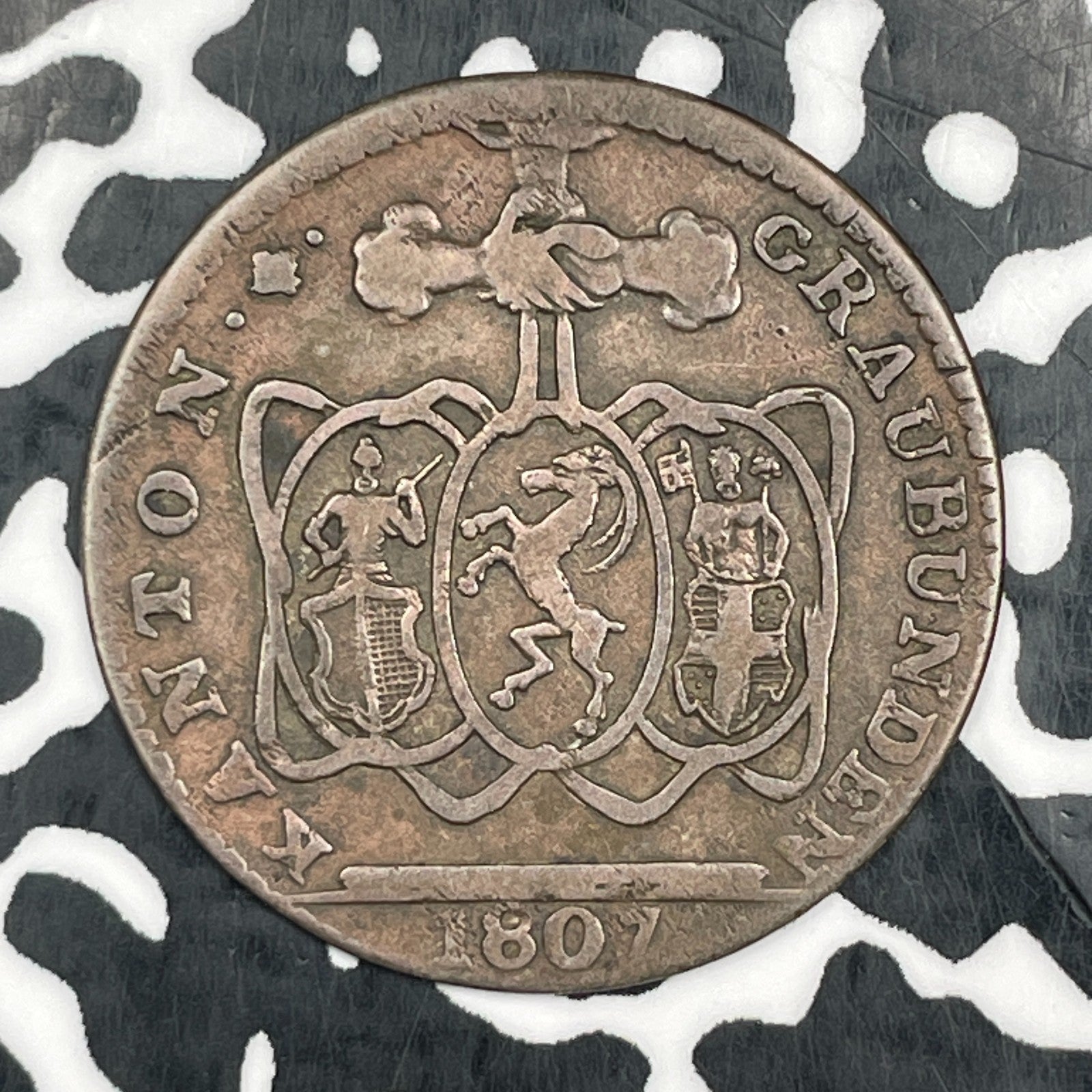 1807 Switzerland Graubunden 1 Batzen Lot#N3323 Scarce!