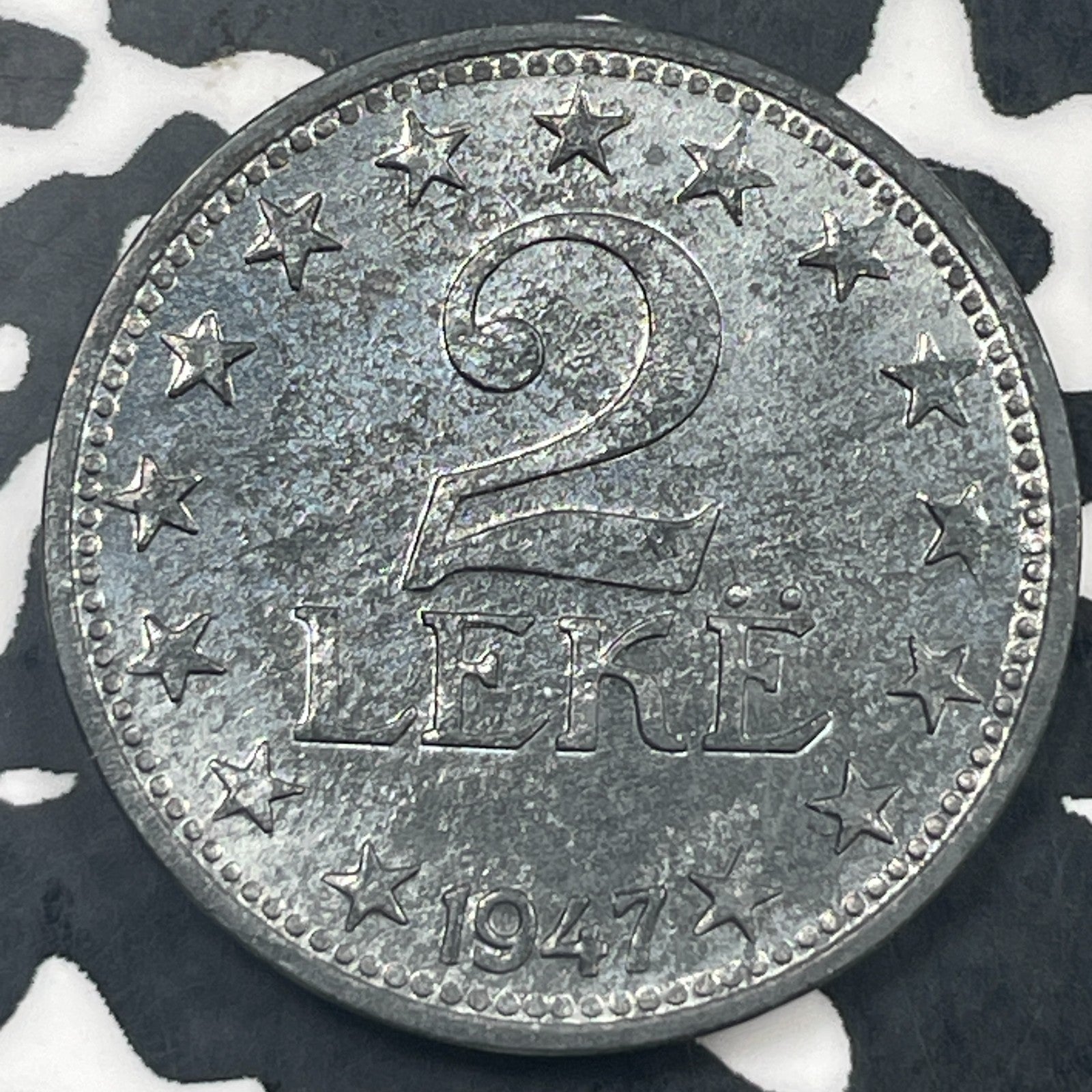 1947 Albania 2 Leke Lot#N3784 High Grade! Beautiful!