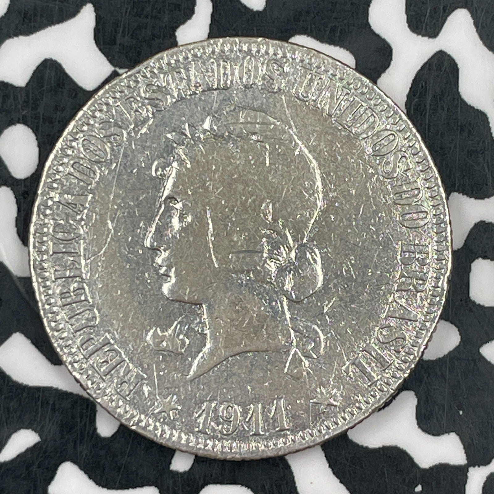 1911 Brazil 1000 Reis Lot#F7752 Silver! Cleaned