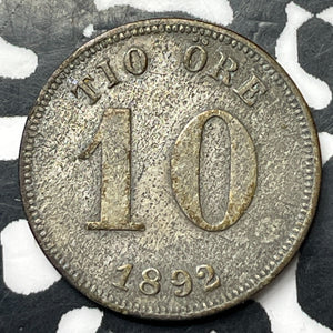 1892 Sweden 10 Ore Lot#T3858