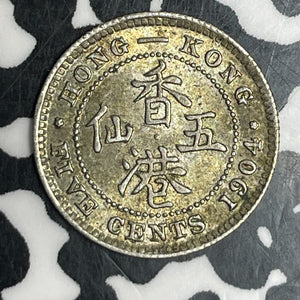 1904 Hong Kong 5 Cents Lot#T6003 Silver! Nice!