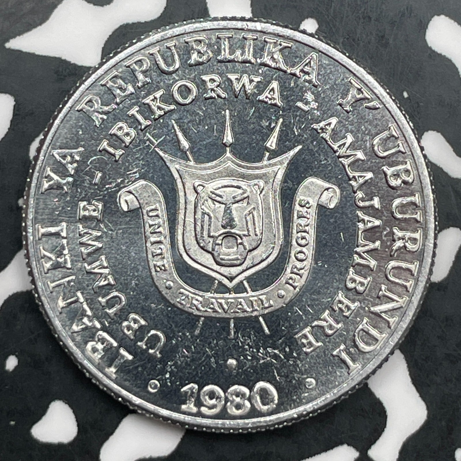 1980 Burundi 5 Francs Lot#F7871 High Grade! Beautiful!