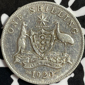 1920-M Australia 1 Shilling Lot#E0602 Silver! Old Cleaning