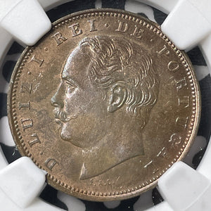 1884 Portugal 10 Reis NGC MS63BN Lot#G8980 Choice UNC!