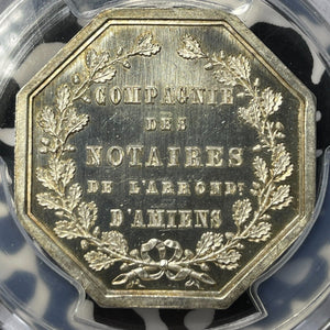 "1854" France Notaries Of Amiens Jeton PCGS MS64 Lot#G9426 Silver! Lerouge-12