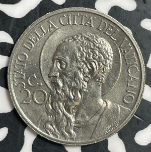 1933-1934 Vatican City 20 Centesimi Lot#T3175 High Grade! Beautiful!