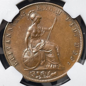 1841 Great Britain 1/2 Penny NGC MS63BN Lot#G7260 Choice UNC!