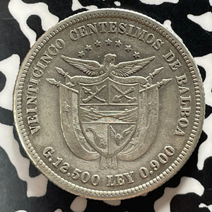 1904 Panama 25 Centesimos Lot#T5382 Silver!