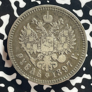 1897-** Russia 1 Rouble Lot#T7794 Large Silver Coin!