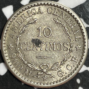 1905 Costa Rica 10 Centimos Lot#D8042 Silver! Nice!