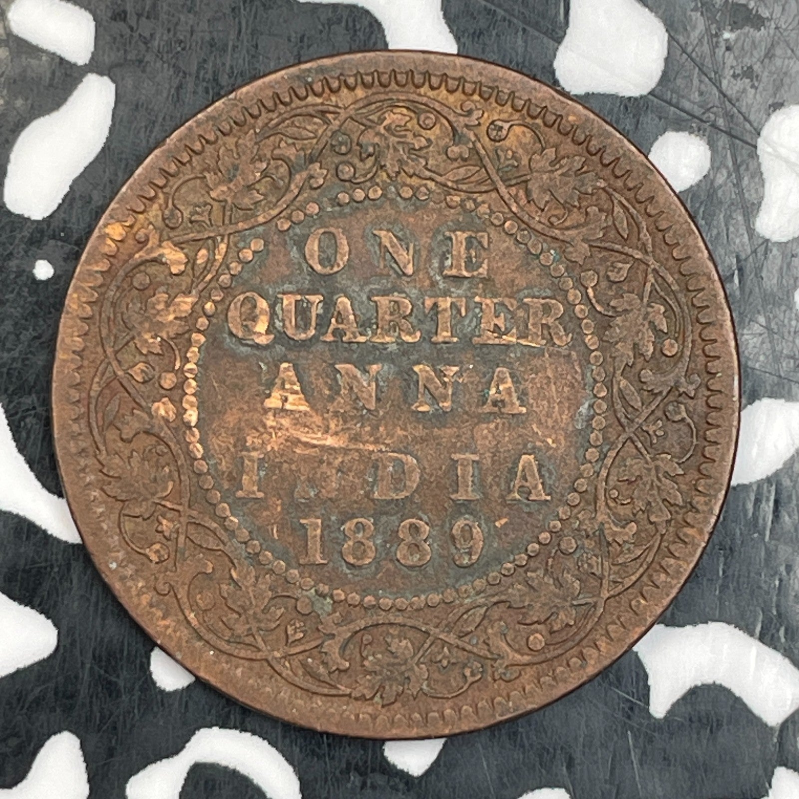 1889 India 1/4 Anna Lot#N0154 Corrosion