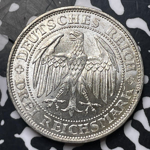 1929-E Germany Meissen 3 Mark Lot#JM8203 Silver! High Grade! Beautiful!