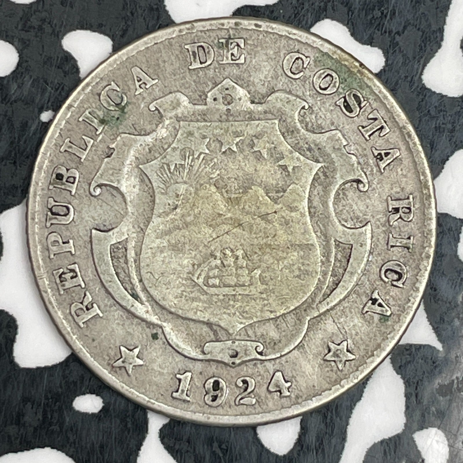 1924 Costa Rica 25 Centimos Lot#N0619 Silver!