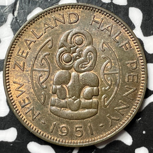 1951 New Zealand 1/2 Penny Half Penny Lot#D8362 High Grade! Beautiful!