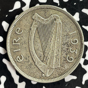 1939 Ireland 1/2 Crown Half Crown Lot#C1138 Silver!