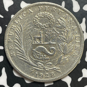 1928 Peru 1/2 Sol Half Sol Lot#T1724 Silver!