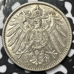 1912-F Germany 1 Mark Lot#D6846 Silver! Key Date!