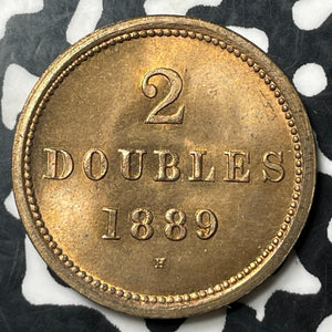 1889 Guernsey 2 Doubles Lot#E7056 High Grade! Beautiful!