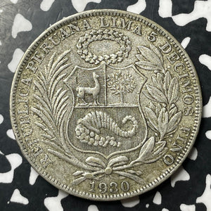 1930 Peru 1 Sol Lot#E7100 Large Silver Coin!