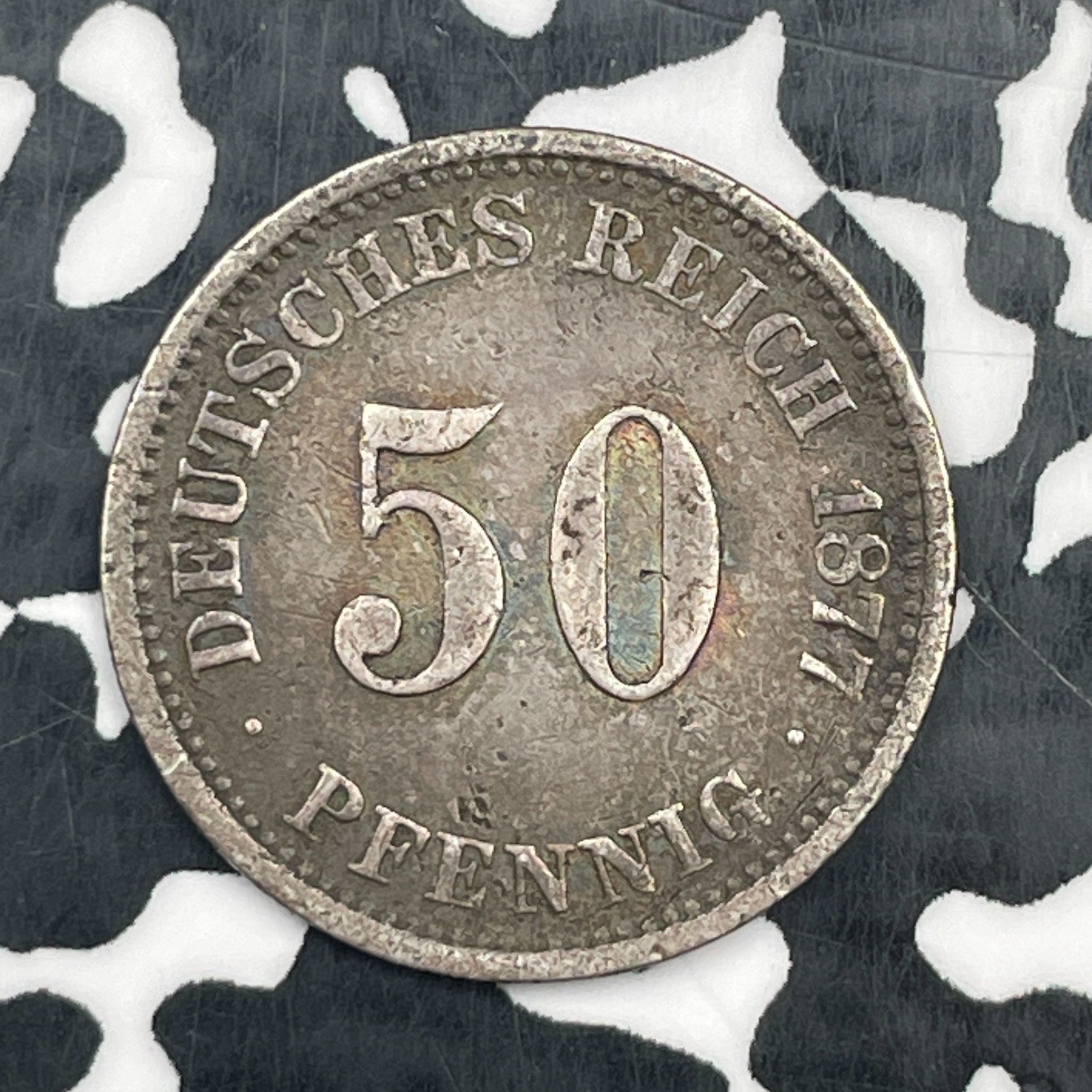 1877-J Germany 50 Pfennig Lot#N1543 Silver! Better Date, KM#6