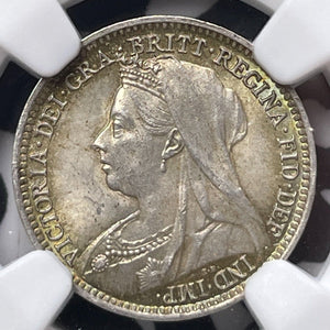 1899 G.B. Maundy 3 Pence Threepence NGC MS64 Lot#G7535 Silver! Choice UNC!