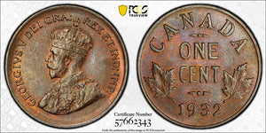 1932 Canada Small Cent PCGS MS63BN Lot#G875 Choice UNC!