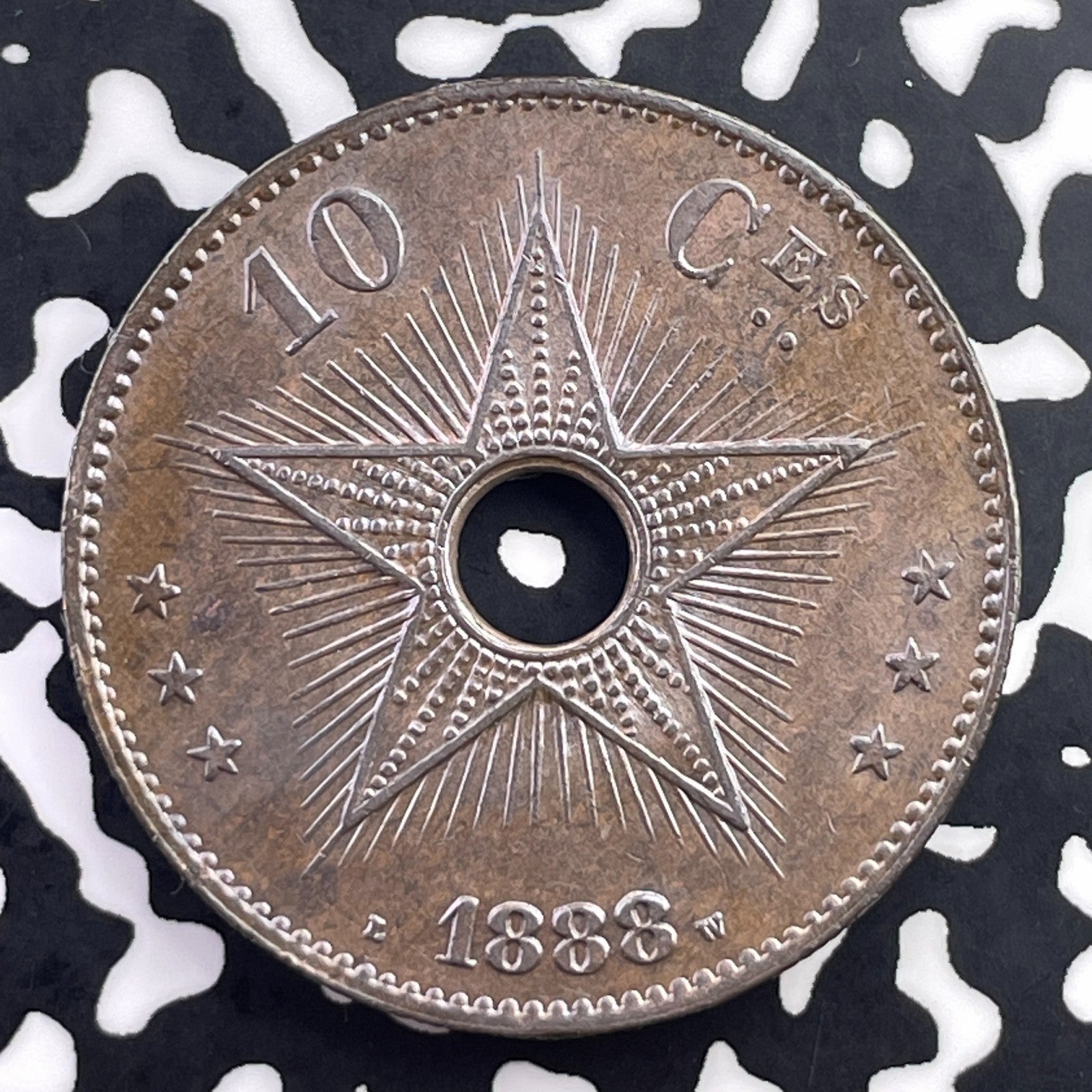1888 Belgian Congo 10 Centimes Lot#C5612 High Grade! Beautiful!