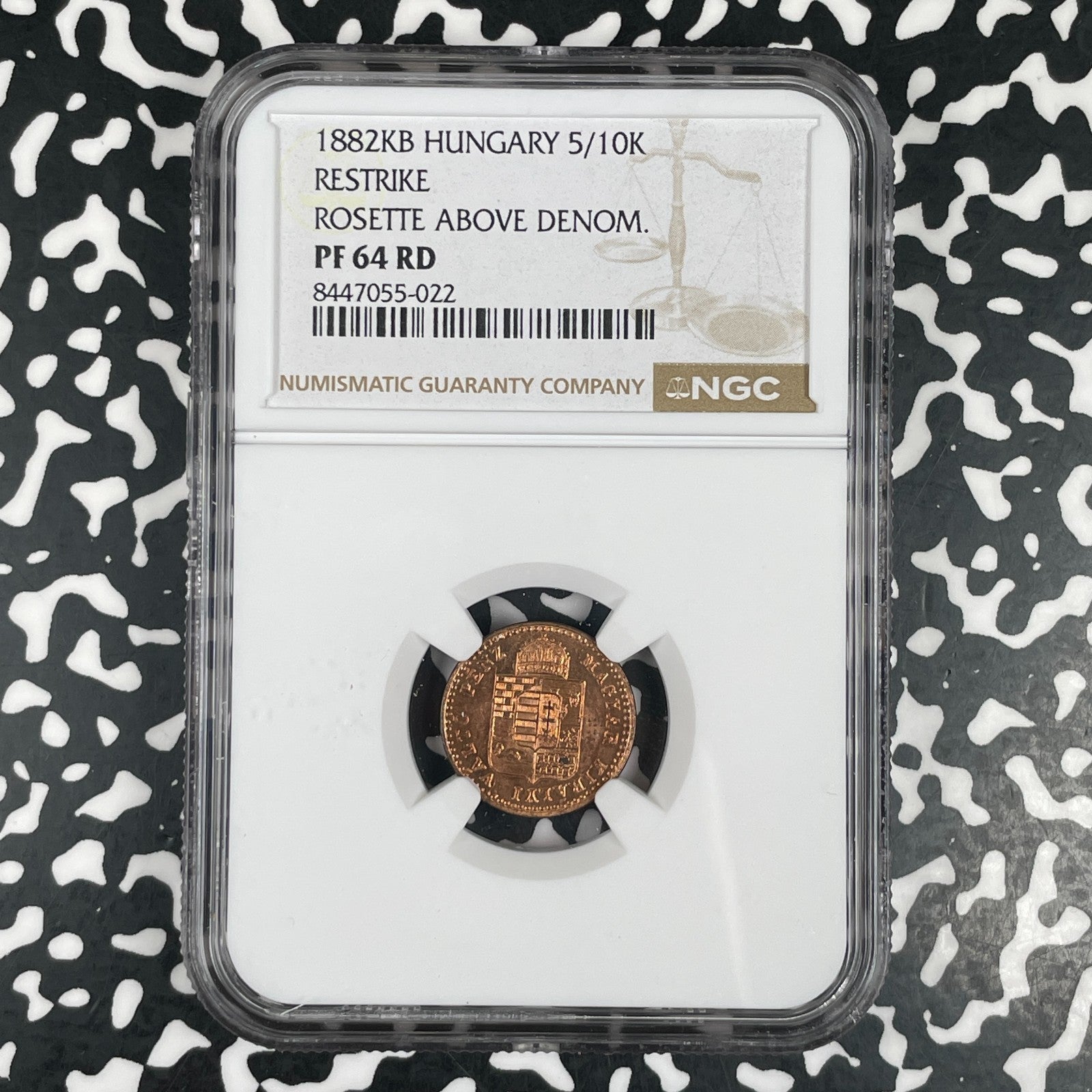 1882-KB Hungary 5/10 Kreuzer NGC PR64RD Lot#G3575 Proof! Choice UNC! Restrike