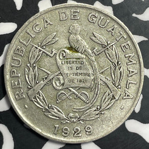 1929 Guatemala 1/4 Quetzal Lot#E8520 Silver!