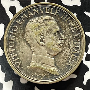 1914-R Italy 2 Lire Lot#T5329 Silver!
